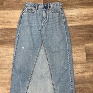 old navy Higher High-Waisted Light-Wash Cut-Off Jean Midi Skirt for Women